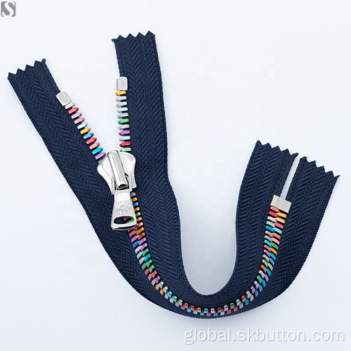 Custom Zipper printed zipper tape 5# brass rainbow zipper metal Factory